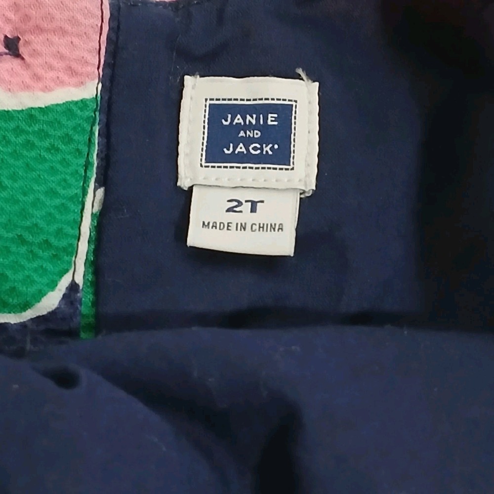 Janie and Jack Floral Seersucker Dress 2T Navy Pink Coastal Preppy Sleeveless - Picture 6 of 12